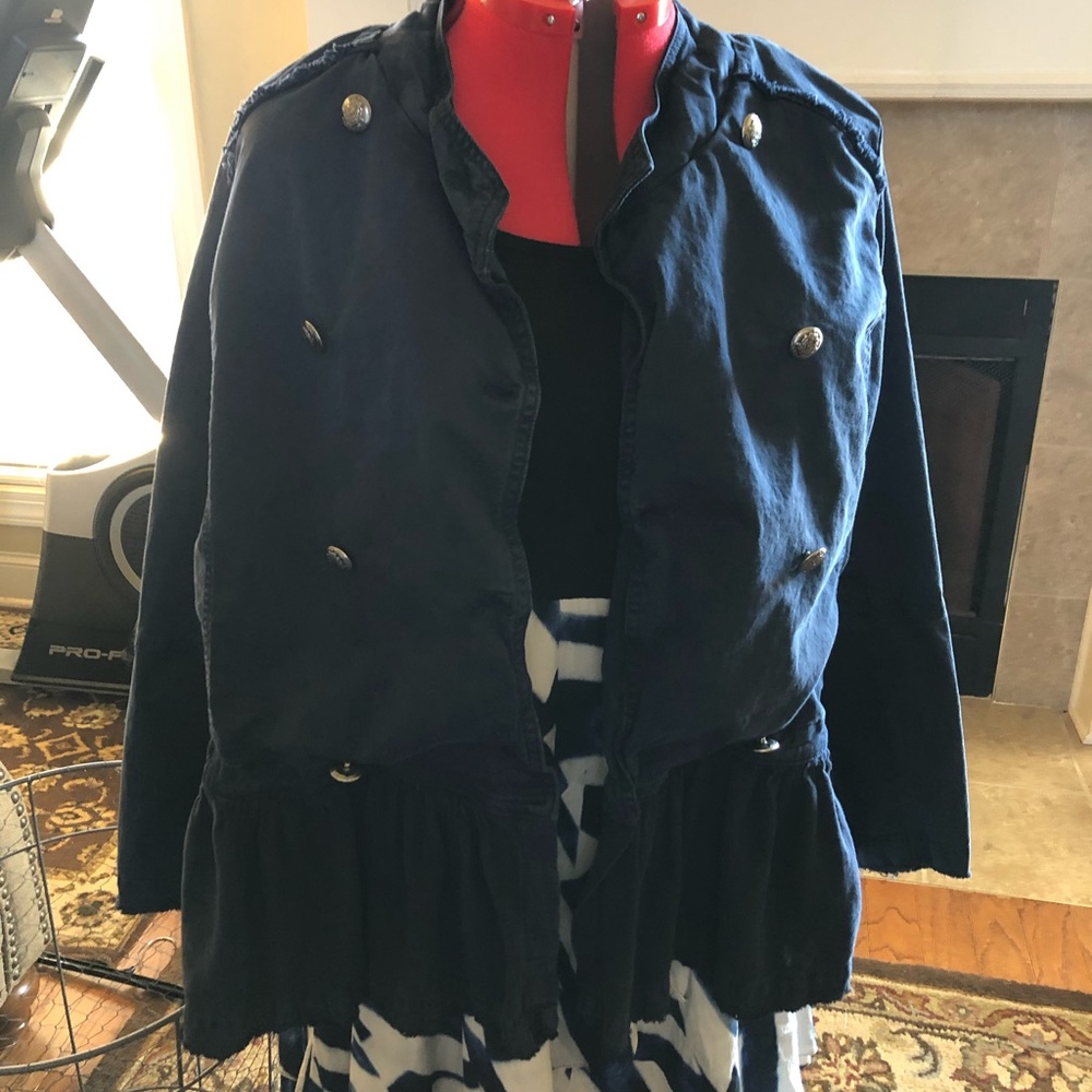 Navy military inspired peplum jacket